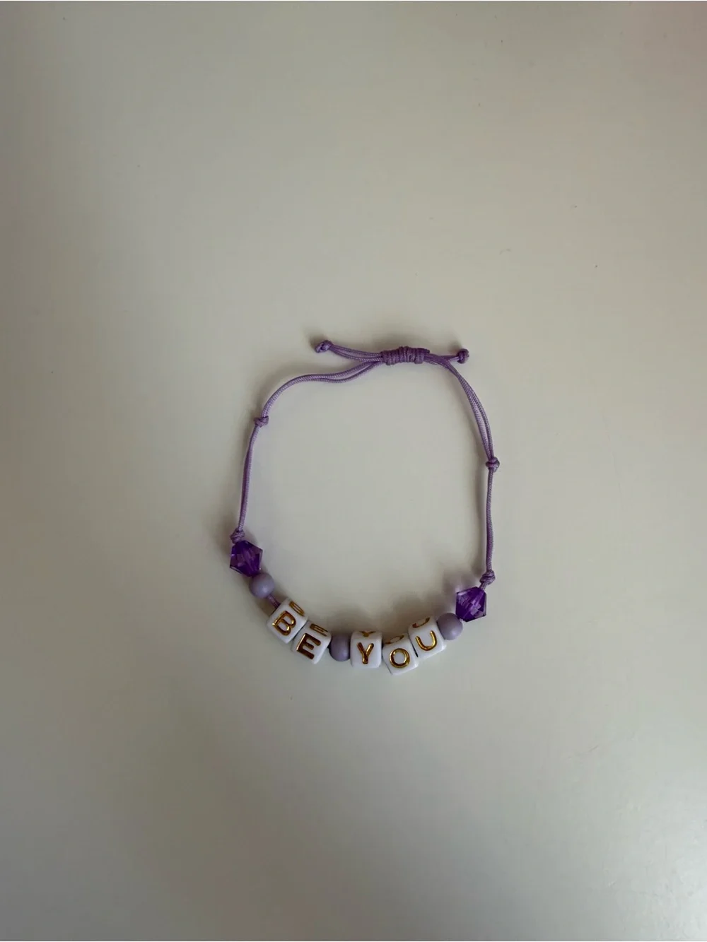 Kids Lavender Beaded 'BE YOU' Adjustable Bracelet